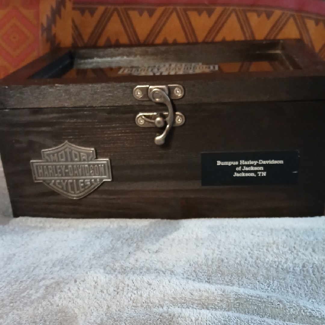 Harley-Davidson Black Wooden Box With Silver Accents